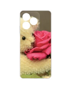 Чехол накладка Clear Case Медвежонок с розой для Realme C61 Krutoff