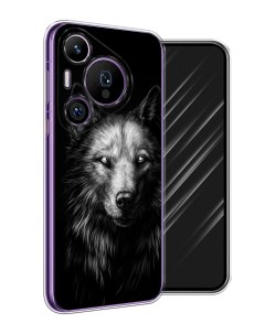 Чехол на Huawei Pura 70 Pro 70 Pro Plus Волк черно белый Awog