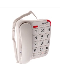 Телефон проводной CB 01 SOS повтор номера быстрый набор телефонная книга белый Maxvi