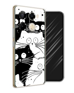 Чехол на Infinix Note 40 Pro 5G Note 40 Pro Plus Коты черно белые Awog