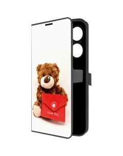 Чехол книжка Eco Book для Xiaomi Poco C61 Медвежонок тебя любит черный Krutoff