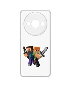Чехол накладка Clear Case Minecraft Стив и Алекс для Xiaomi Poco C61 Krutoff