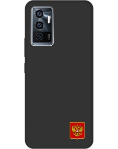 Силиконовый чехол на Vivo V23e с Гербом России Soft Touch черный Gosso cases