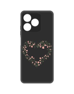 Чехол накладка Soft Case Цветочное сердце для Realme C61 черный Krutoff