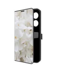 Чехол книжка Eco Book для Xiaomi Poco C61 Белые лилии черный Krutoff