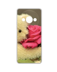 Чехол накладка Clear Case Медвежонок с розой для Xiaomi Poco C61 Krutoff
