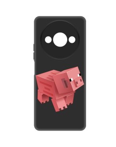 Чехол накладка Soft Case Minecraft Свинка для Xiaomi Poco C61 черный Krutoff