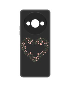 Чехол накладка Soft Case Цветочное сердце для Xiaomi Poco C61 черный Krutoff