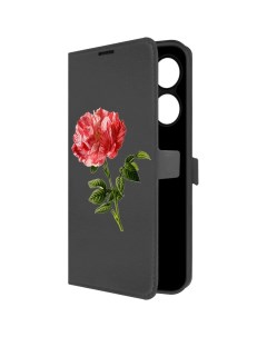 Чехол книжка Eco Book для Xiaomi Poco C61 Рисованная роза черный Krutoff