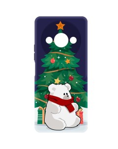 Чехол накладка Soft Case Медвежонок для Xiaomi Poco C61 черный Krutoff