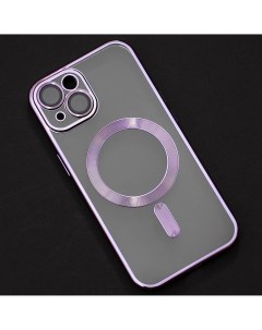 Чехол накладка для iPhone 15 с MagSafe прозрачный фиолетовый Qvatra