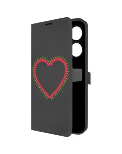 Чехол книжка Eco Book для Xiaomi Poco C61 Сердце из тюльпанов черный Krutoff