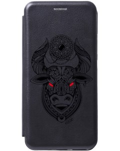 Чехол книжка на Xiaomi Poco X6 Pro 5G с рисунком Grand Bull черный Gosso cases