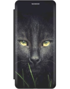 Чехол книжка на Xiaomi Poco X6 Pro 5G с рисунком Кошка в темноте черный Gosso cases