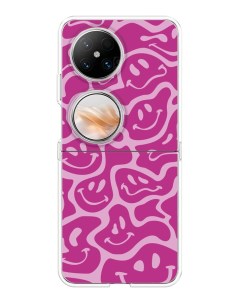 Чехол на Huawei Pocket 2 Расплывчатые смайлики розовые Case place