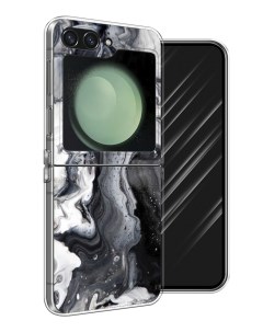Чехол на Samsung Galaxy Z Flip 6 Бело черные сложные полосы Awog