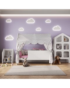 Кровать детская домик 85х163 5х155 см Сладкий сон с текстилем вход слева Базисвуд