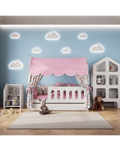 Кровать детская 85х163 5х155 см Классик с текстилем и ящиком вход слева Базисвуд