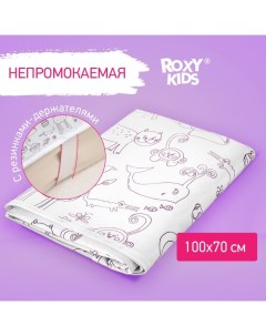 Клеёнка наматрасник 70х100 см с резинками держателями цвет белый с принтом Roxy kids