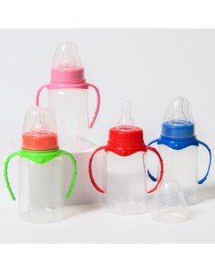 Бутылочка для кормления 150 мл цилиндр с ручками цвет МИКС Mum&baby