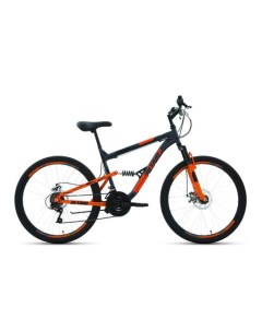 Велосипед MTB FS 26 2 0 Disc 2021 16 темно серый оранжевый Altair