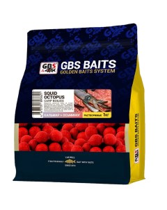Бойлы пылящие 24 мм 1 кг Кальмар Осьминог Красный Gbs baits