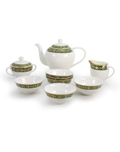Чайный сервиз с пиалами Салтанат 9 предметов на 6 персон костяной фарфор Акку