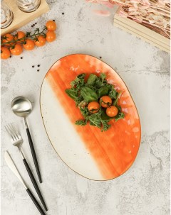 Блюдо овальное 30 5х21 5 см оранжевое фарфор P.l.proff cuisine