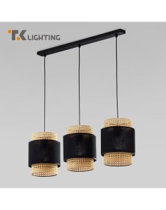 Подвесной светильник с 3 абажурами из ротанга 6541 Boho Black черный E27 Tk lighting