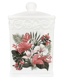 Чайница керамическая Тропические цветы банка для сыпучих продуктов 730 мл Get&joy