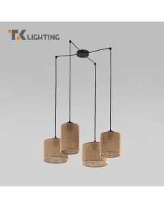 Подвесной светильник c 4 коричневыми тканевыми абажурами 6585 Juta E27 Tk lighting