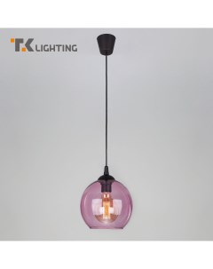 Подвесной светильник с круглым стеклянным розовым плафоном 4443 Cubus Е27 Tk lighting