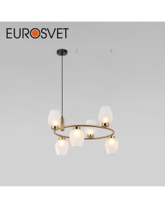 Подвесной светильник Alva 30183 6 латунь с фактурными плафонами из стекла G9 Eurosvet
