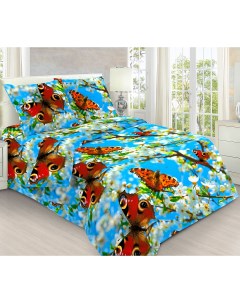 Комплект постельного белья Бабочки 1 5 спальный голубой Mercury home