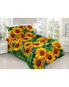 Комплект постельного белья Подсолнухи 1 5 спальный зеленый Mercury home