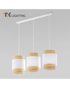 Подвесной светильник с 3 абажурами из ротанга 6531 Boho White белый E27 Tk lighting