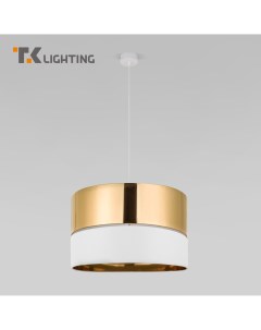 Подвесной светильник Hilton Gold 4771 золотой с белым тканевый абажур E27 Tk lighting