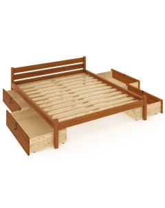 Кровать Классика с реечным основанием 200х120 с 4 выкатными ящиками ольха Solarius