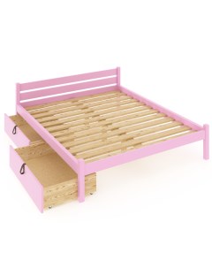 Кровать Классика с реечным основанием 200х180 с 2 выкатными ящиками розовый Solarius