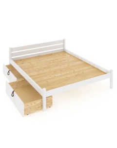 Кровать Классика сплошное основание 140х200 с 2 выкатными ящиками цвет белый Solarius