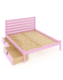 Кровать Классика реечное основание высокая спинка 160х200 2 ящика цвет розовый Solarius