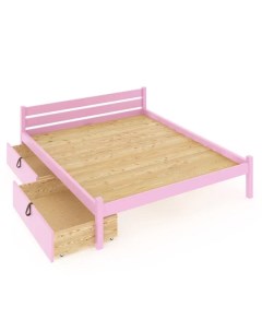 Кровать Классика сплошное основание 150х200 с 2 выкатными ящиками цвет розовый Solarius