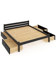 Кровать Классика сплошное основание 140х200 с 4 выкатными ящиками черный оникс Solarius