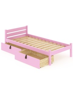 Кровать Классика с реечным основанием 200х80 с 2 выкатными ящиками розовый Solarius