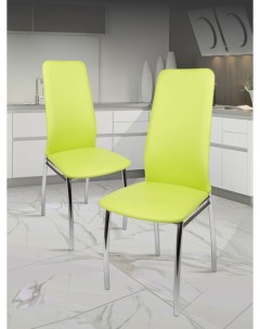 Кухонные стулья мягкие со спинкой 2 шт фисташковый Мебель хром