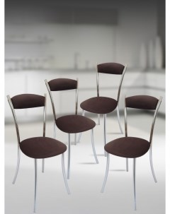 Кухонные стулья мягкие со спинкой 4 шт шоколадный Мебель хром