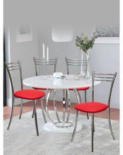 Кухонные стулья мягкие со спинкой 4 шт красный Мебель хром