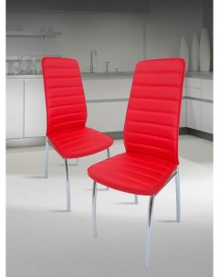Кухонные стулья мягкие со спинкой 2 шт красный Мебель хром