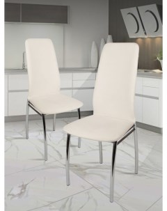 Кухонные стулья мягкие со спинкой Хром2шт белый Мебель хром