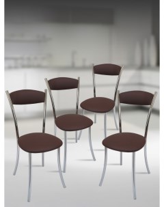 Кухонные стулья мягкие со спинкой Хром4 шт шоколадный Мебель хром